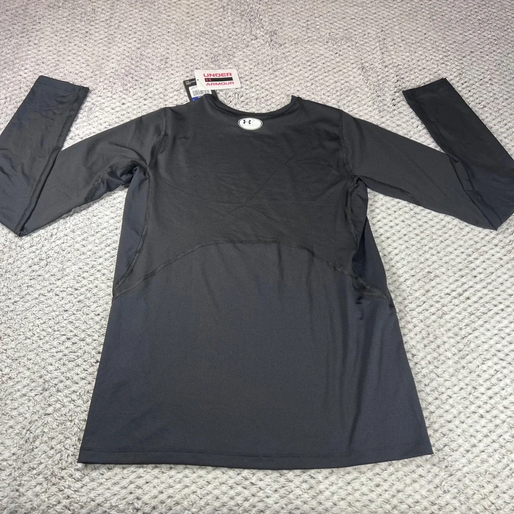 Under Armour Boys HeatGear‎ Compression Long Sleeve Shirt Size YXL Black Fitted